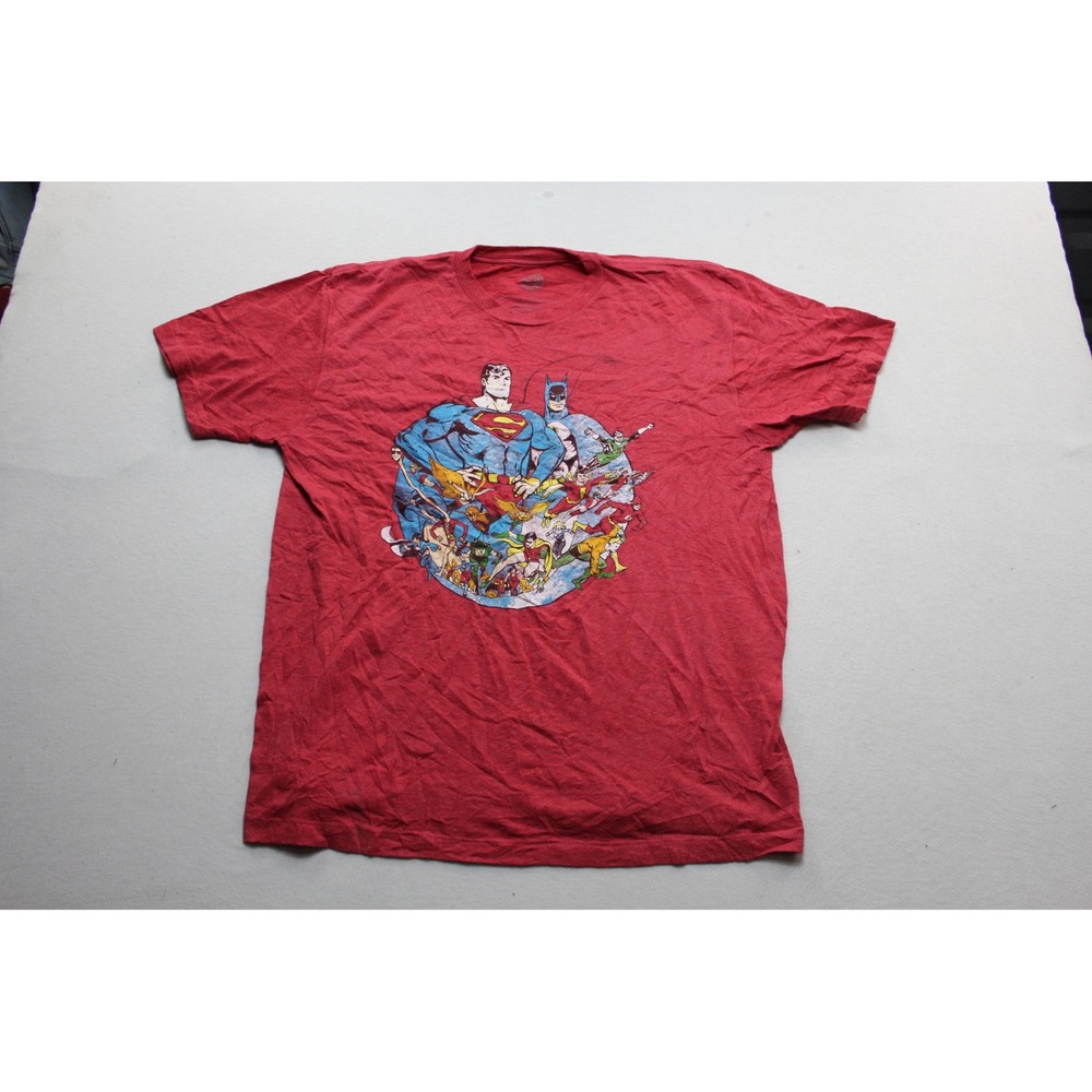 DC Comics Originals T-Shirt Mens Large Red Excellent Justice League Graphic Tee